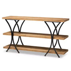 Baxton Studio Terrell Wood and Metal Console Table Brown: Entryway Furniture, Rectangular Sofa Table
