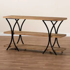 Wood and Metal Console Table Brown: Entryway Furniture, Rectangular Sofa Table