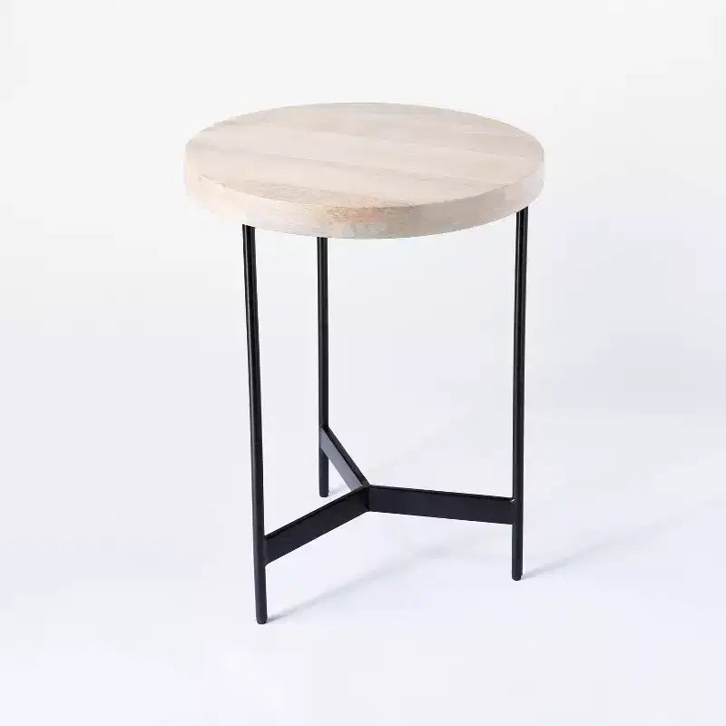 Round Wooden End Table Brown