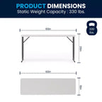 5-Foot Rectangle Granite White Plastic Folding Training / Seminar Table