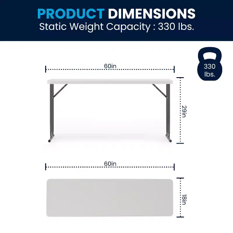 5-Foot Rectangle Granite White Plastic Folding Training / Seminar Table