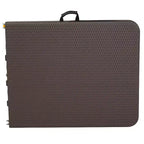 6-Foot Bi-Fold Brown Rattan Plastic Folding Table with Handle - Event Table