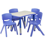 21.875W x 26.625L Rectangular Plastic Height Adjustable Activity Table with 4 Chairs