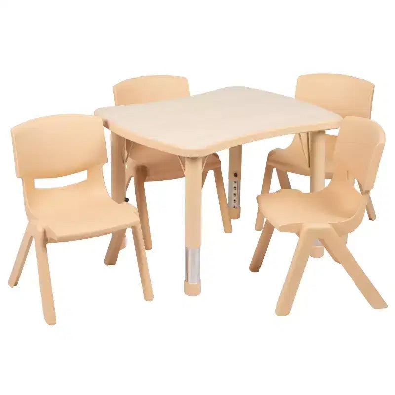 21.875W x 26.625L Rectangular Plastic Height Adjustable Activity Table with 4 Chairs