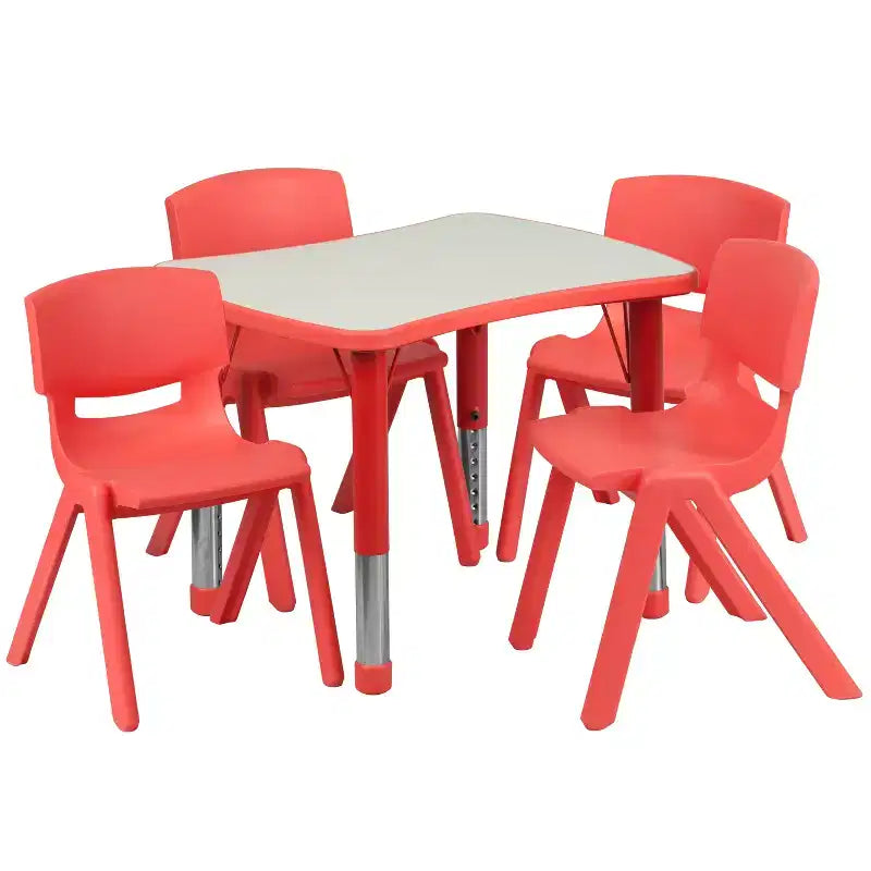 21.875W x 26.625L Rectangular Plastic Height Adjustable Activity Table with 4 Chairs