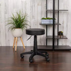 Black Adjustable Doctors Stool on Wheels with Ergonomic Molded Seat