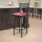 Black Ladder Back Swivel Metal Restaurant Dining Barstool
