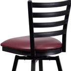 Black Ladder Back Swivel Metal Restaurant Dining Barstool