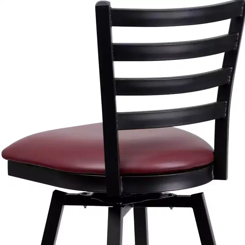 Black Ladder Back Swivel Metal Restaurant Dining Barstool