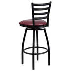 Black Ladder Back Swivel Metal Restaurant Dining Barstool