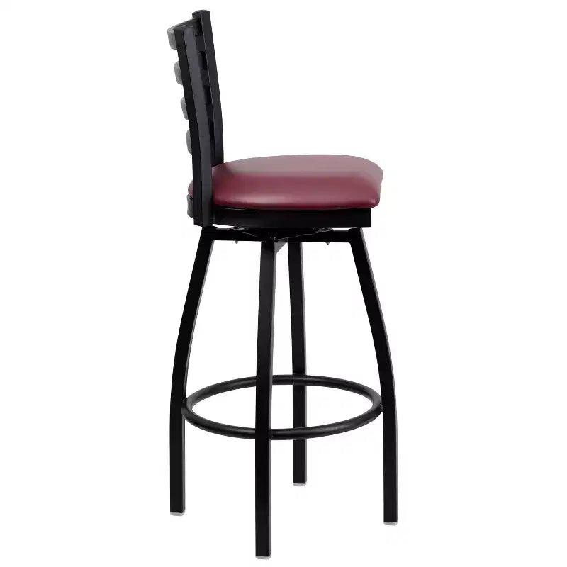 Black Ladder Back Swivel Metal Restaurant Dining Barstool