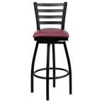 Black Ladder Back Swivel Metal Restaurant Dining Barstool