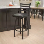 Black Ladder Back Swivel Metal Restaurant Dining Barstool