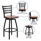 Black Ladder Back Swivel Metal Restaurant Dining Barstool