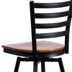 Black Ladder Back Swivel Metal Restaurant Dining Barstool