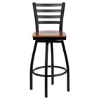 Black Ladder Back Swivel Metal Restaurant Dining Barstool