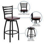 Black Ladder Back Swivel Metal Restaurant Dining Barstool