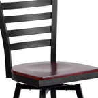 Black Ladder Back Swivel Metal Restaurant Dining Barstool