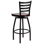 Black Ladder Back Swivel Metal Restaurant Dining Barstool