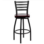 Black Ladder Back Swivel Metal Restaurant Dining Barstool