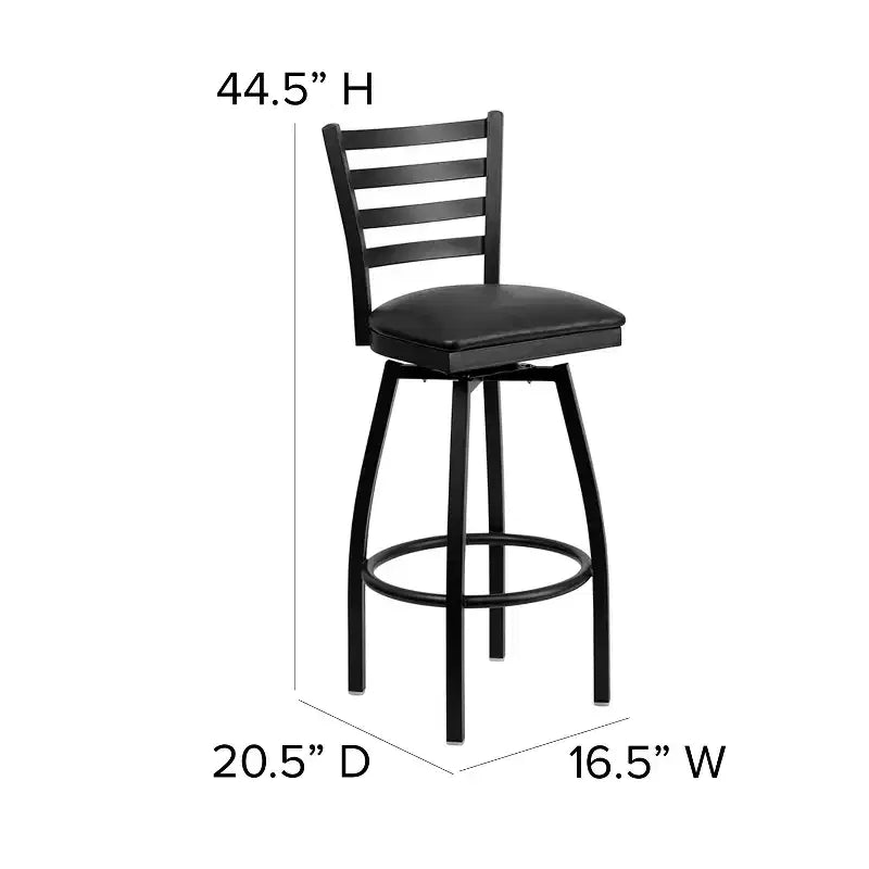 Black Ladder Back Swivel Metal Restaurant Dining Barstool