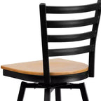Black Ladder Back Swivel Metal Restaurant Dining Barstool