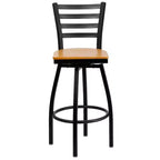 Black Ladder Back Swivel Metal Restaurant Dining Barstool