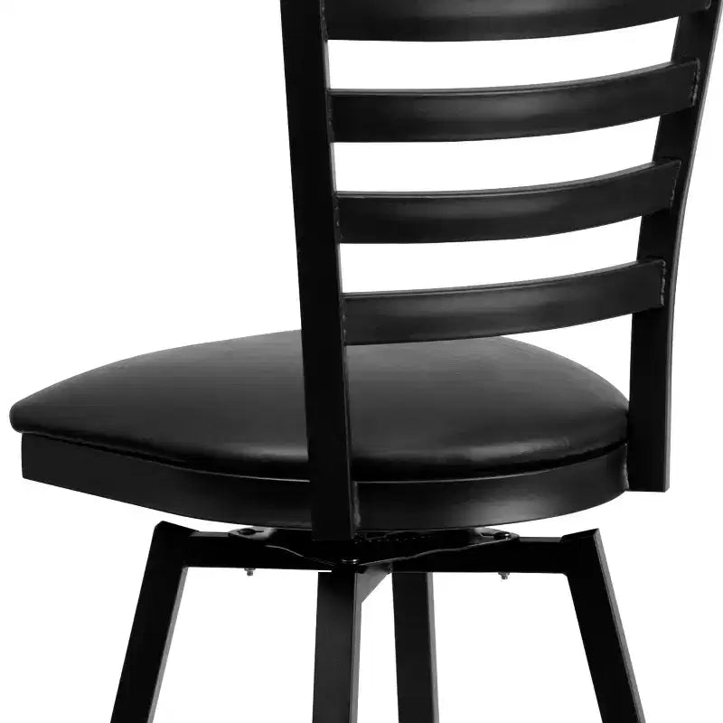 Black Ladder Back Swivel Metal Restaurant Dining Barstool