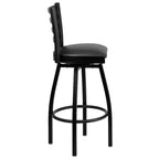 Black Ladder Back Swivel Metal Restaurant Dining Barstool