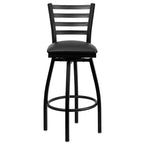 Black Ladder Back Swivel Metal Restaurant Dining Barstool