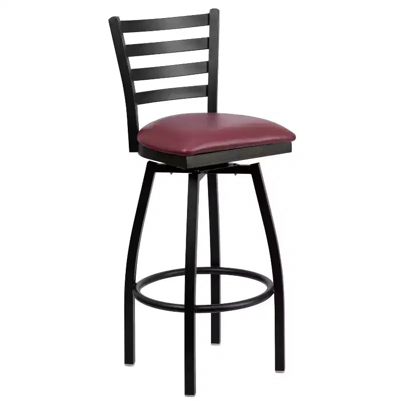 Black Ladder Back Swivel Metal Restaurant Dining Barstool