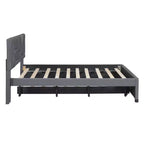 Upholstered Platform Bed with Brick Pattern Headboard and Trundle Bed