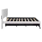 Upholstered Platform Bed with Brick Pattern Headboard and Trundle Bed